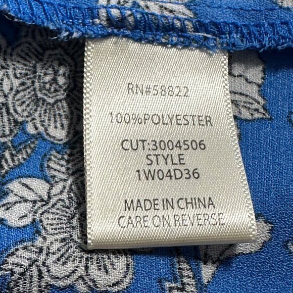 Max Studio Dark Blue Floral Flutter Sleeve Womens 1XL Blouse Fairy Summer - Picture 4 of 8